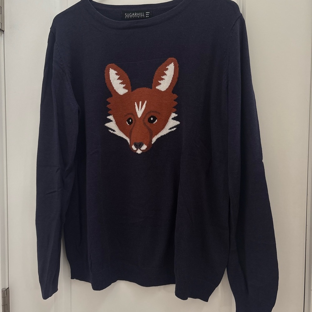 Sugarhill Navy Fox Crew Neck Sweater